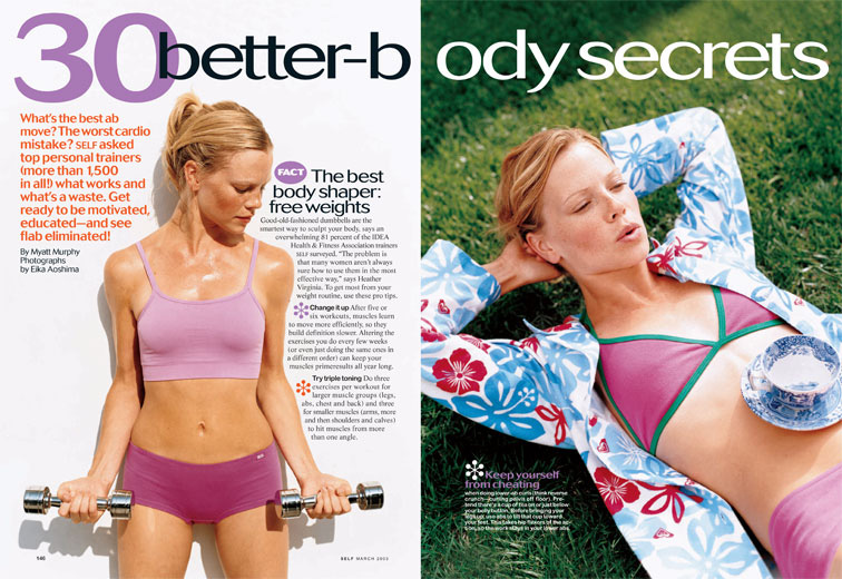 Spread from a fitness story in SELF magazine