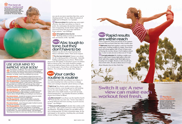 Spread from a fitness story in SELF magazine