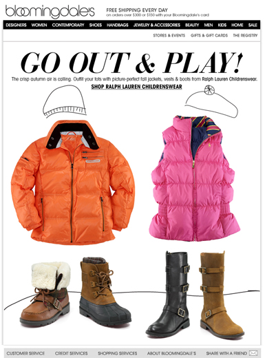 Ralph Lauren Childrenswear consumer email designed and produced for Bloomingdales.com