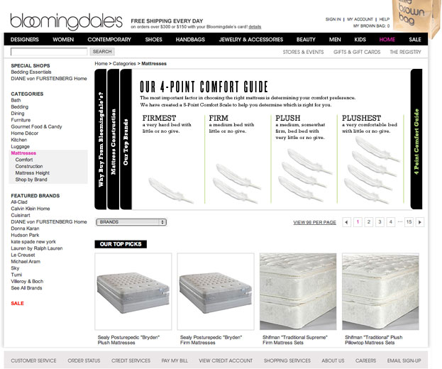 Interactive banner-format Mattress Guide designed for Bloomingdales.com
